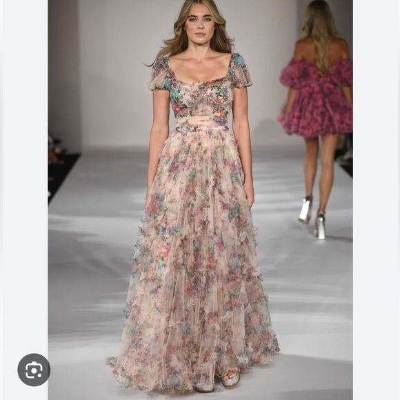 Sherri Hill Dresses & Skirts - Sherri Hill Floral Maxi Dress - Pink and Green